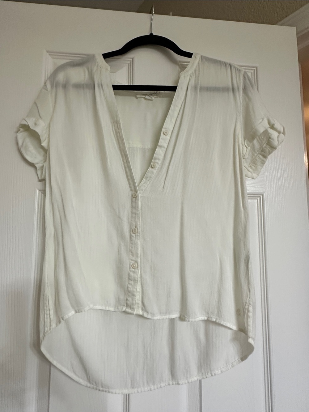 Women's Cream Button-Up Blouse